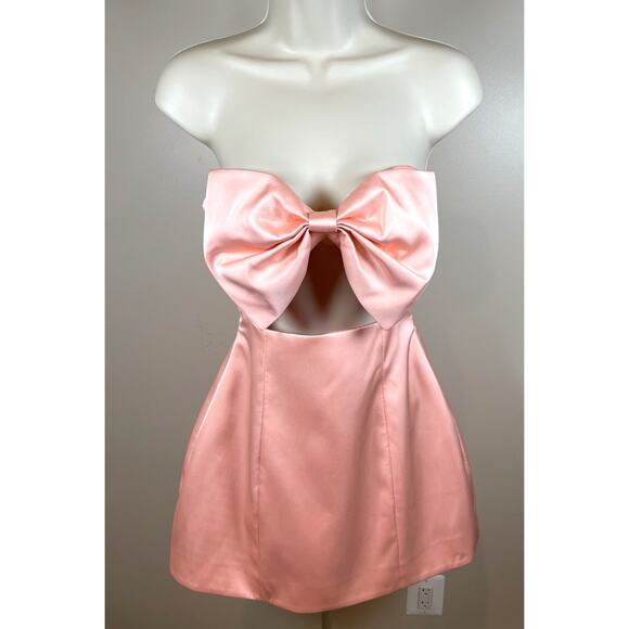 Sau Lee Estelle Bow Cutout Strapless Mini Dress in Powder Pink Size 2 - Picture 4 of 8